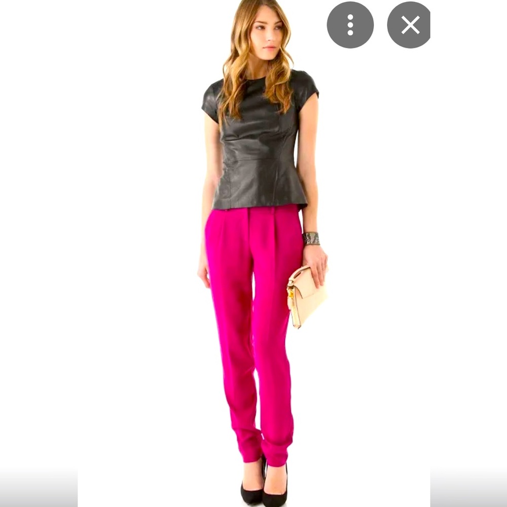 DVF Diane Von Furstenburg crepe Jacque Candy pants fuchsia pink NEW! Sz 12
